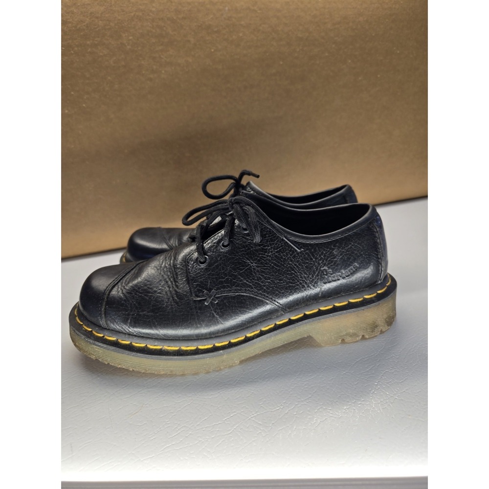 Dr Martens Womens 9 Black Oxford Ankle Boot Chunky Platform Block Punk Pebble